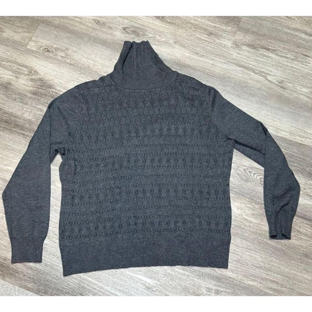 Gray knit Sweater, beautiful‎ cable winter collard sweater size XL